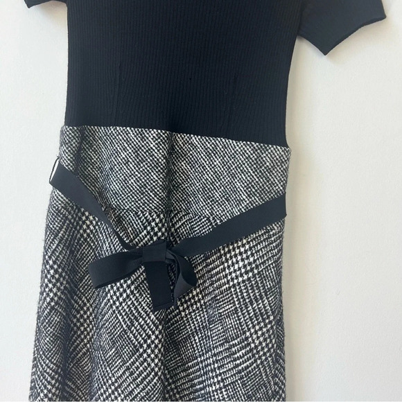 Paule Ka Mixed Media Wool Tweed Knee Length Dress - Picture 3 of 10